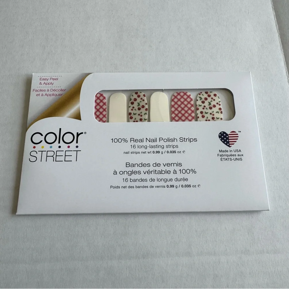 *Retired* Color Street: Cherry-Picked | White Red Gingham Spring Summer Girly - Picture 3 of 12